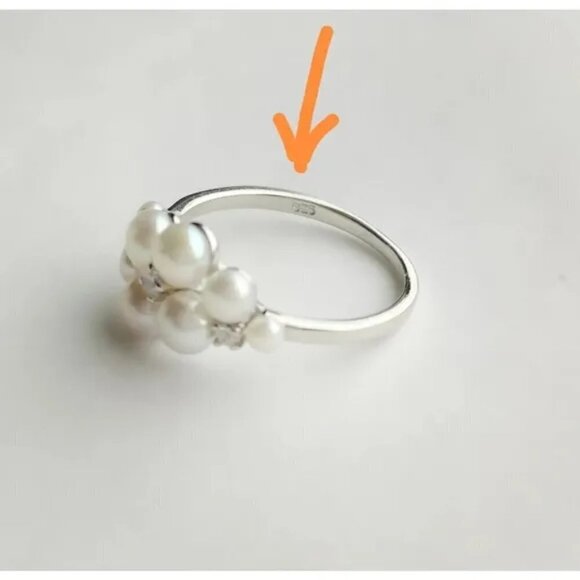 NEW Sterling silver cultured white pearl cz ring size 8 - Picture 4 of 7